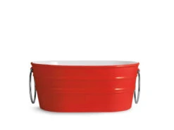 Lavabo Da Appoggio Tinozza 60X40Xh25 Con Anelli In Ceramica Lucido Rosso