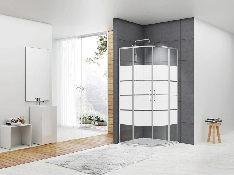 Box Doccia Angolare Semicircolare Arek 80x80 H190 Porte Scorrevoli Cristallo 6 Mm Serigrafato Cromo 1 Box Doccia Angolare Semicircolare Arek 80x80 H190 Porte Scorrevoli Cristallo 6 Mm Serigrafato Cromo