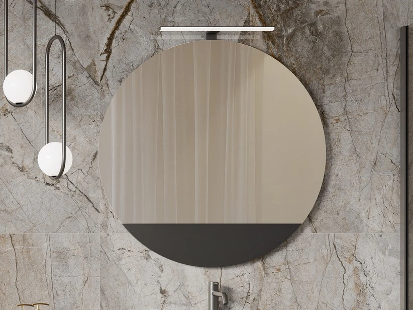 Specchio Tondo Sagomato TOUCH Ø 90 Cm Con Inserto Phoenix Nero Opaco 1 Specchio Tondo Sagomato TOUCH Ø 90 Cm Con Inserto Phoenix Nero Opaco