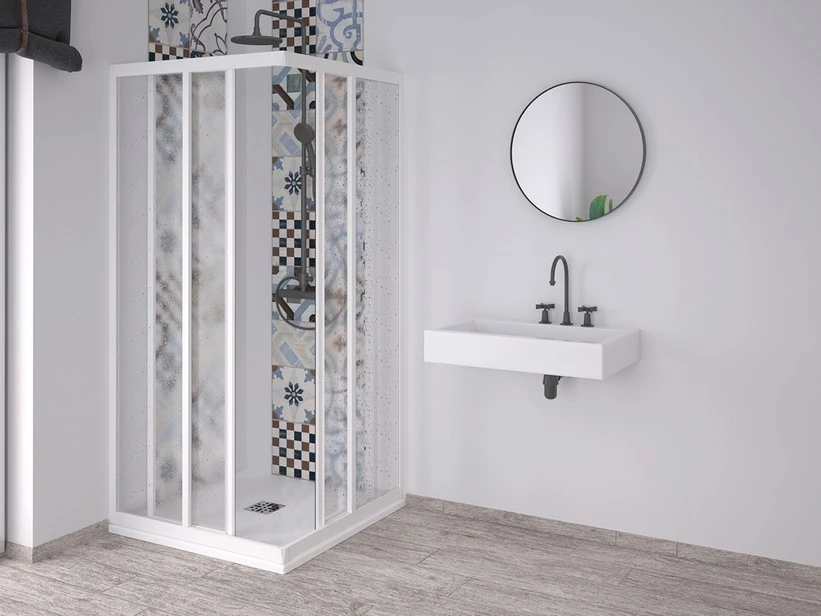 Box Doccia Angolare Skill 2 Ante Scorrevoli 70x100 Cm Acrilico Semitrasparente Effetto Bagnato Bianco Pastello 1 Box Doccia Angolare Skill 2 Ante Scorrevoli 70x100 Cm Acrilico Semitrasparente Effetto Bagnato Bianco Pastello