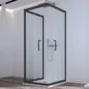 Box Doccia Zen 70x70x70 H190,4 2 Porte Scorrevoli E Lato Fisso Cristallo 6 Mm Trasparente Nero Opaco