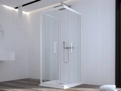 Box Doccia Zen 70x90x70 H190,4 Cm 2 Porte Scorrevoli E Lato Fisso Cristallo 6 Mm Trasparente Bianco Opaco