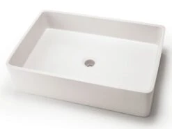 Lavabo Da Appoggio Cassino In Resina Opaco Bianco Carrara