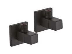 Coppia Rubinetti Sottolavabo Quadrati Nero Opaco