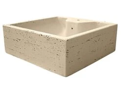 Lavabo Da Appoggio Top Quadrangola In Resina Opaco Travertino