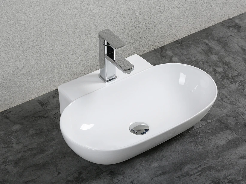 Lavabo Da Appoggio Lambro 56x40 H13 In Ceramica Bianco Lucido 1 Lavabo Da Appoggio Lambro 56x40 H13 In Ceramica Bianco Lucido