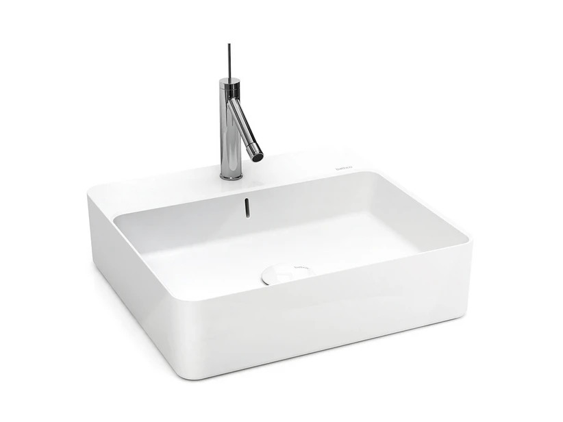 Lavabo Sospeso/Appoggio Design Santona 45X42X13 In Ceramica Lucido Bianco 1 Lavabo Sospeso/Appoggio Design Santona 45X42X13 In Ceramica Lucido Bianco