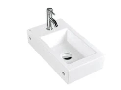 Lavabo Sospeso/Appoggio Merida 46X26,5 H11 In Ceramica Lucido Bianco