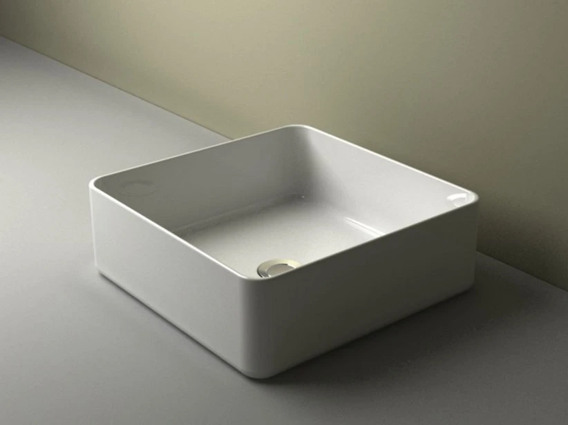 Lavabo Da Appoggio Piuma Quadrato 40X40 H12 In Ceramica Lucido Bianco 1 Lavabo Da Appoggio Piuma Quadrato 40X40 H12 In Ceramica Lucido Bianco