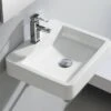 Lavabo Sospeso Somahoz 45X42 H10 In Ceramica Lucido Bianco