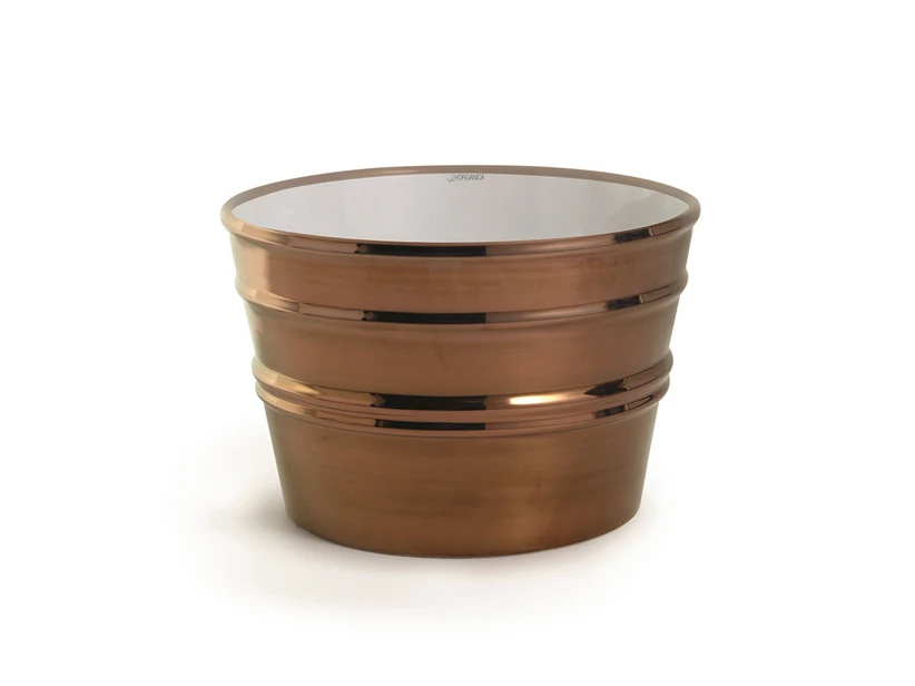 Lavabo Sospeso/Appoggio Bacile Midi Cm.Ø38 H24 In Ceramica Lucido Rame 1 Lavabo Sospeso/Appoggio Bacile Midi Cm.Ø38 H24 In Ceramica Lucido Rame