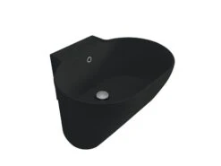 Lavabo Lavatoio Sospeso/Appoggio Tino 60X50Xh.30 In Ceramica Opaco Nero