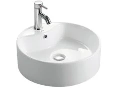 Lavabo Da Appoggio Yakarta Ø46 H15 In Ceramica Lucido Bianco