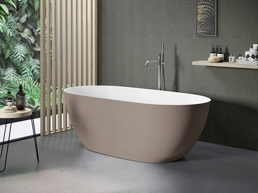 Vasca Freestanding Leo 160x74 Cm Esterno Tortora Fossil/Interno Bianco Opaco 1 Vasca Freestanding Leo 160x74 Cm Esterno Tortora Fossil/Interno Bianco Opaco