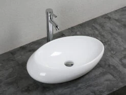 Lavabo Da Appoggio Liri 58x37 H15 In Ceramica Bianco Lucido