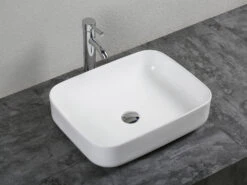 Lavabo Da Appoggio Piave 50x40 H13,5 In Ceramica Bianco Lucido