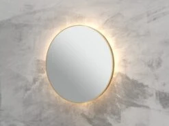 Specchio Bagno Led Queen Ø60 Con Cornice Verniciato Oro Opaco