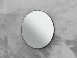 Specchio Bagno Queen Ø80 Cm Con Cornice Verniciato Nero Opaco