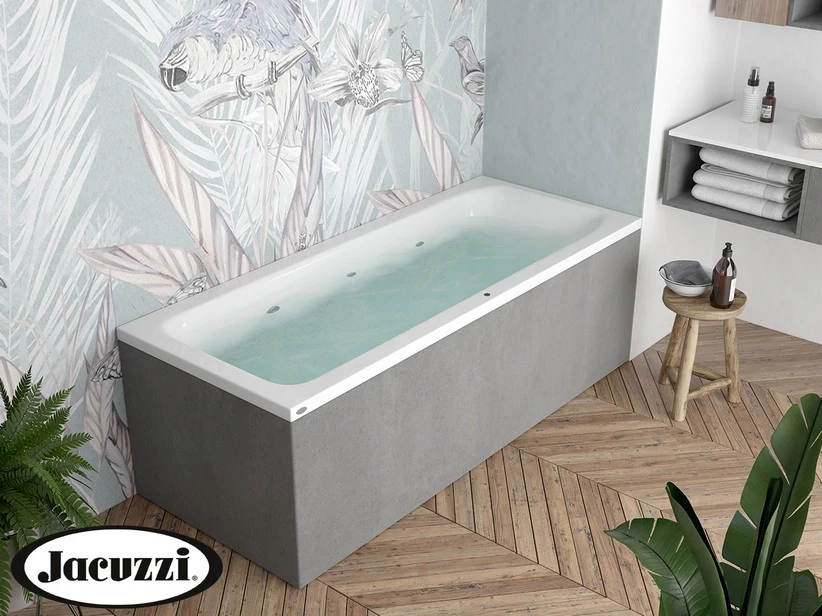 Vasca Idromassaggio Jacuzzi® Silk 180x80 Destra Con 8 Bocchette E Finitura Effetto Cemento 1 Vasca Idromassaggio Jacuzzi® Silk 180x80 Destra Con 8 Bocchette E Finitura Effetto Cemento