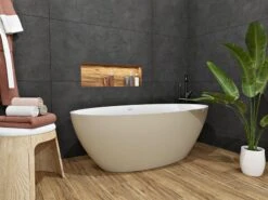 Vasca Freestanding Nemo5 Solid Surface Bicolor 150X70 Bianco Opaco E Tortora Opaco