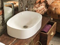 Lavabo Da Appoggio Wild 60 In Ceramica Lucido Bianco