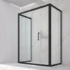 Box Doccia Zen 70x120x70 H190,4 Porta Scorrevole E 2 Lati Fissi Cristallo 6 Mm Trasparente Nero Opaco